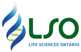 Logo de Life Sciences Ontario (LSO), comprenant des formes hélicoïdales vertes et bleues entrelacées et le texte « LSO Life Sciences Ontario » en vert et en bleu.