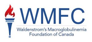 Logo for the Waldenstrom's Macroglobulinemia Foundation of Canada (WMFC), featuring a blue torch with a red flame and the organization's name in blue text.