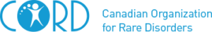 Logo for the Canadian Organization for Rare Disorders (CORD), featuring blue text and a stylized design of a person within the letter